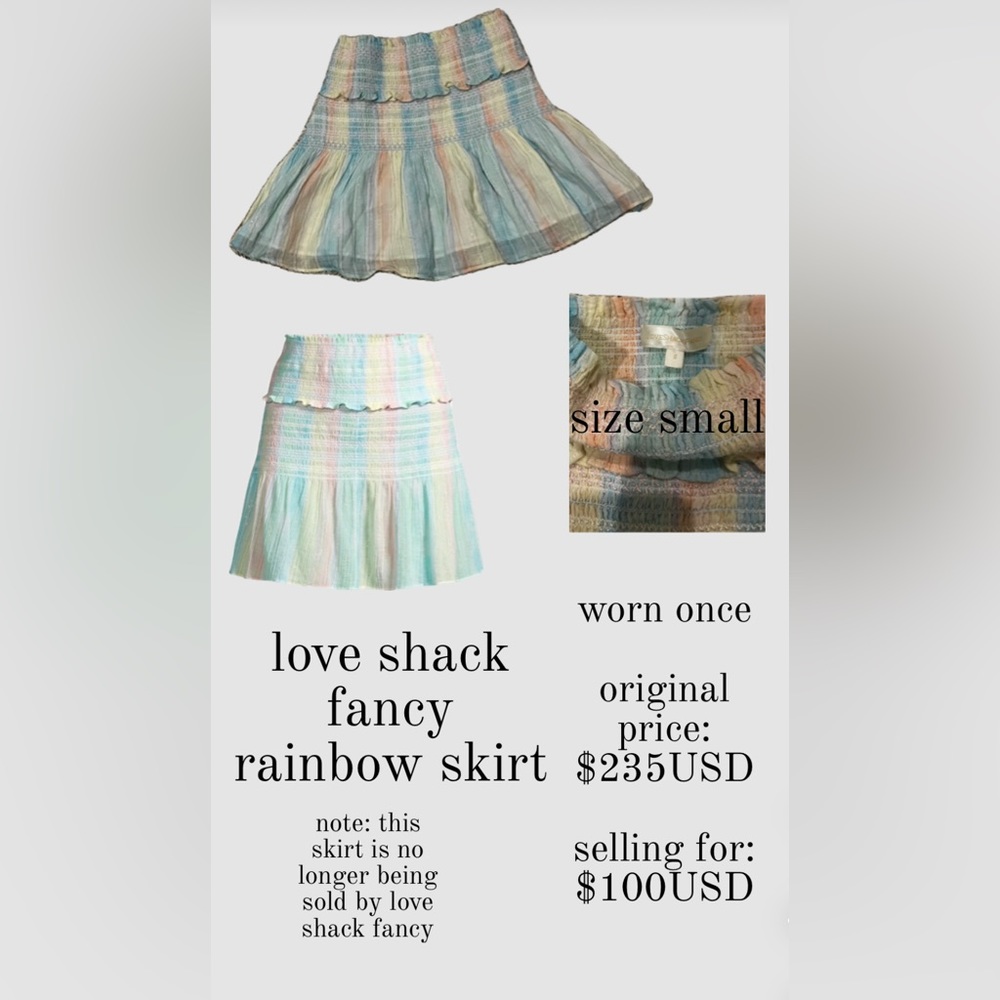 Rainbow Love Shack Fancy Mini Skirt Size Small